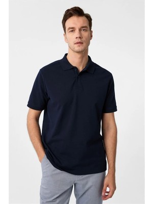 Süvari Lacivert Regular Düğmeli Polo Yaka Tişört