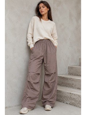 Madmext Kahverengi Paraşüt Jogger Kadın Pantolon MG1726