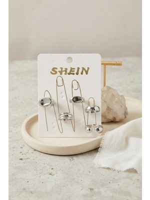 Efnaz Style Gümüş Renk Pirinç Bohem Yüzük Kombini BYK4267
