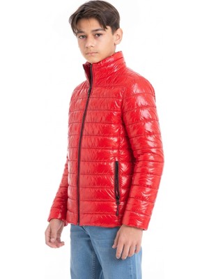 İnebolu Kids Erkek Çocuk Dik Yaka Cepli Parlak Şişme Mont