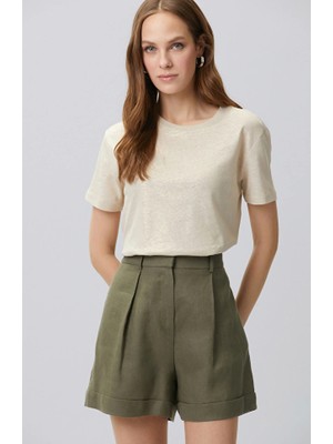 Network Foil Print Linen Mix T-Shirt