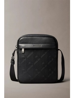 Calvin Klein Emblem Aop Deboss Men's Messenger Bag Black