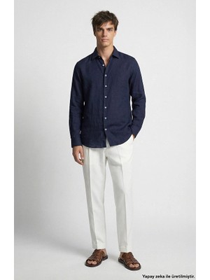 Network Limited Off-White Linen Blend Trousers