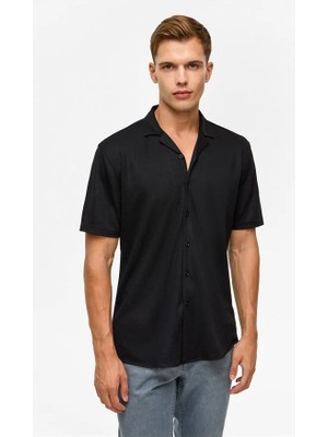 Süvari Siyah Slim Casual Gömlek