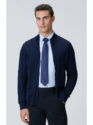Network Navy Wool Blend Knit Cardigan