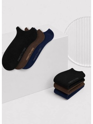 Vogel Erkek  Siyah-Kahverengi-Lacivert  Sneaker Çorap - 3lü Set