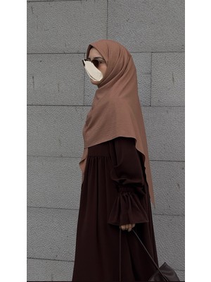 Qalortex Scarf Premium Jakarlı Hüma Büyük Boy Eşarp -Vizon