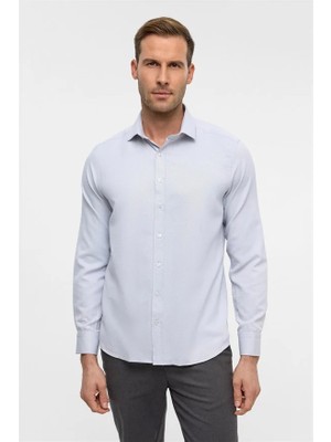 Süvari Lacivert Slim Klasik Yaka Cepsiz Casual Gömlek