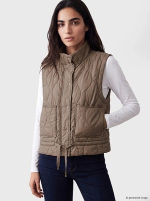 Lc Waikiki Yeni Sezon Kahverengi Kapitone Oversize Kadın Şişme Yelek