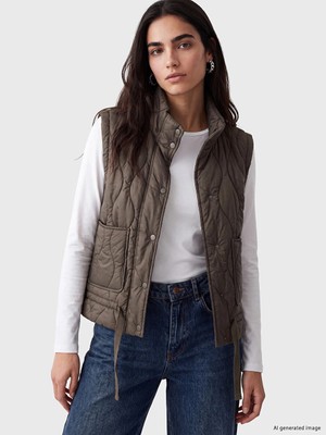 Lc Waikiki Yeni Sezon Kahverengi Kapitone Oversize Kadın Şişme Yelek