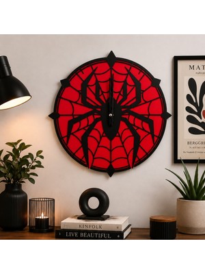 Algwood Alg Wood Design 40 cm Örümcek Desenli Dekoratif Duvar Saati – Katmanlı Duvar Saati