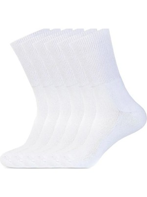 Modern Comfort Beyaz Bambu Havlu Diyabetik Şeker Çorabı 6lı Paket