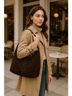 City Center Fashion Kadın Troklu Süet Omuz Çantası CTY-LBN-1056