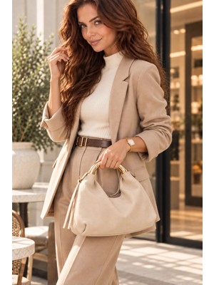 City Center Fashion Kadın Gold Halka Saplı Yumuşak Hobo Omuz Çantası CTY-LBN-1344