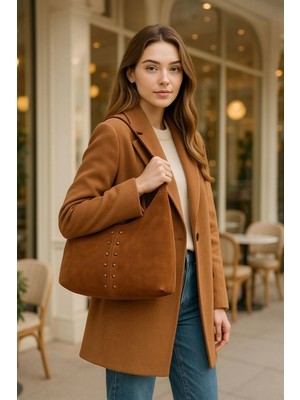City Center Fashion Kadın Troklu Süet Omuz Çantası CTY-LBN-1056
