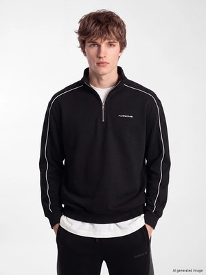 Lc Waikiki Yeni Sezon Siyah Dik Yaka Baskılı Erkek Sweatshirt