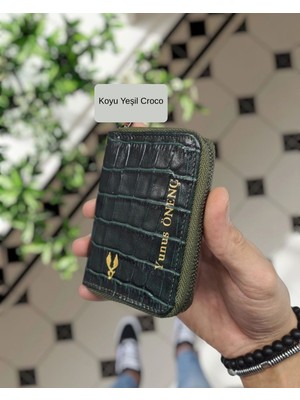 Visso 661 Hakiki Deri Kişiye Özel Fermuarlı Akordiyon  Unisex Kartlık Cüzdan