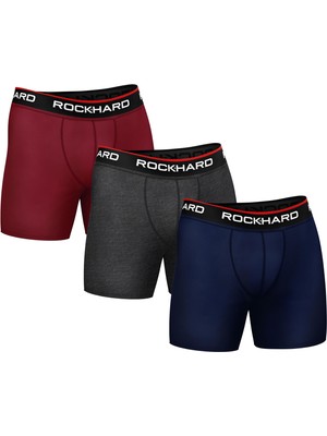 Rockhard Erkek Çamaşır Pamuklu Bel Lastikli Düz  Boxer 3'lü Paket