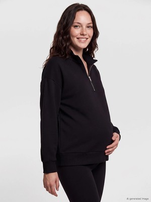 Lc Waikiki Yeni Sezon Siyah Dik Yaka Soft Touch Kadın Sweatshirt