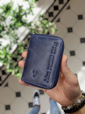 Visso 661 Hakiki Deri Kişiye Özel Fermuarlı Akordiyon  Unisex Kartlık Cüzdan