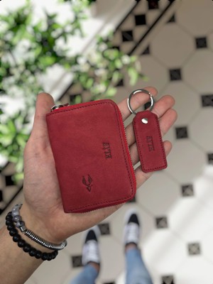Visso 661 Hakiki Deri Kişiye Özel Fermuarlı Akordiyon  Unisex Kartlık Cüzdan