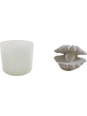 Depposite Silikon 3D Dekoratif Incili Deniz Kabuğu Istiridye Model Kalıp Taş Tozu, Mum ve Beton Kalıbı Minik Boy 3.9X3X2.8 cm
