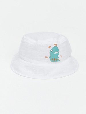 Lc Waikiki Yeni Sezon Beyaz Dinozor Baskılı Erkek Bebek Bucket Şapka