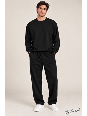 Tarz Cool Erkek Oversize %100 Oyşo Bisiklet Yaka Sweatshirt Bol Paça Alt Üst Takım