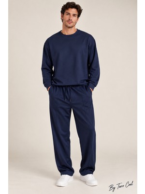 Tarz Cool Erkek Oversize %100 Oyşo Bisiklet Yaka Sweatshirt Bol Paça Alt Üst Takım
