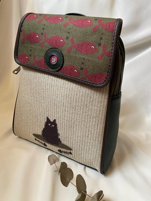 Şaşıkedi Bohem Stil Kedi Figürlü Kapaklı Sırt Çantası