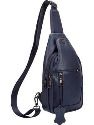 Deribond Hakiki Deri Erkek Çapraz Göğüs Çantası - Çok Bölmeli Body Bag Sling Bag