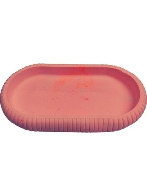 Depposite Silikon 3D Dekoratif Kalıp Oval Çizgili Sunum Tepsisi ve Mumluk Kalıbı Taş Tozu ve Beton Kalıbı 13X23 cm