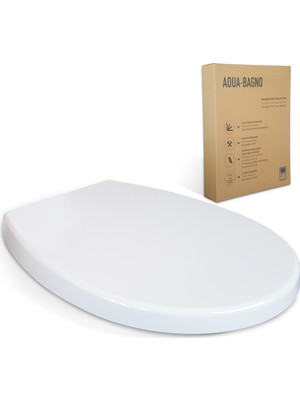 Aqua Bagno Smile Yavaş Kapanan Duroplast Klozet Kapağı Beyaz Oval Formlu Kolay Temizlik