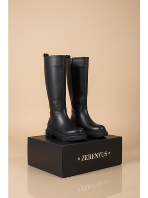 Zerenyus Cesa Premium Fermuarlı Uzun Kışlık Çizme Siyah