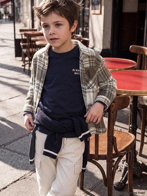 Lc Waikiki Yeni Sezon Kahverengi Ekose Desenli Gabardin Erkek Çocuk Gömlek