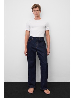 Grimelange Ryder Erkek Loose Fit Koyu Lacivert Jeans
