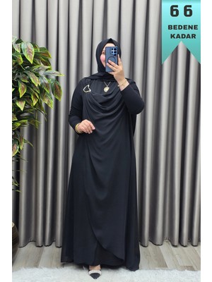 Elmas Tesettür Kadın Giyim Büyük Beden Tokalı Şifon Sandy Kumaş Abaya