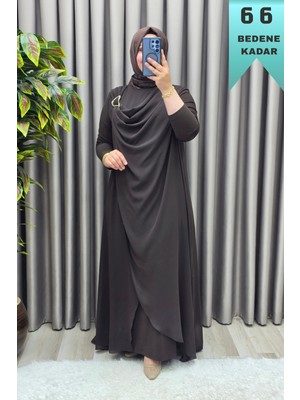Elmas Tesettür Kadın Giyim Büyük Beden Tokalı Şifon Sandy Kumaş Abaya