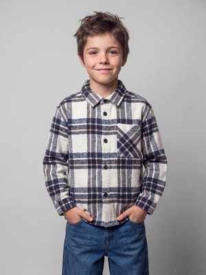 Lc Waikiki Yeni Sezon Indigo Ekose Gabardin Erkek Çocuk Gömlek