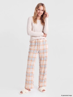 Lc Waikiki Yeni Sezon Turuncu Ekose Kadın Pijama Alt