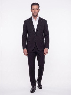 White Stone Siyah Mono Yaka 4 Drop Regular Fit Günlük Takım Elbise