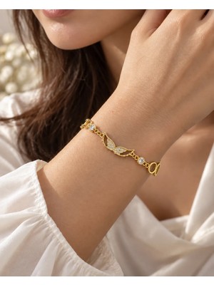 Balevien Premium Gold Renk Kanat Taşlı Bileklik