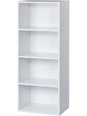 Mozide White Line Modern Tasarımlı 4'lü Kitaplık Beyaz Melamin Kaplamalı Yonga Levha 120 cm Yükseklik