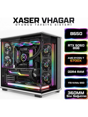 Xaser Vhagar X15 Ryzen 7 5700X 32GB Ram 1tb M.2 Nvme SSD 8gb RTX5060 Oyuncu Tavsiye Sistem