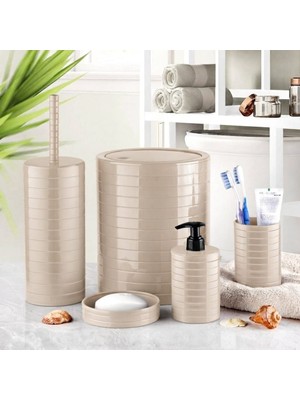 Bahometr 5 Li Lüx Banyo Seti Kullanışlı Sağlam Şık Banyo Seti KREM-MA014