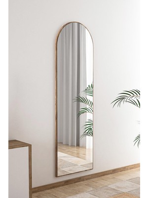 Nysamo Ceviz Antre Koridor Konsol Duvar Salon Banyo Wc Ofis Yatak Odası Boy Ayna 40X120 cm Kubbe Beyaz Ayna