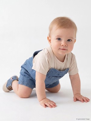 Lc Waikiki Yeni Sezon Mavi Erkek Bebek Jean Salopet ve Tişört Takımı