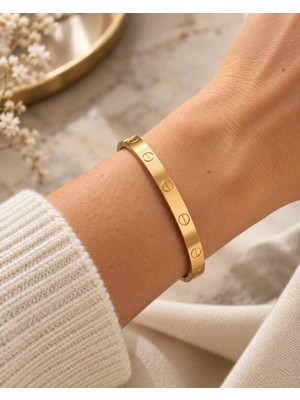 Balevien Gold Kartier Kelepçe Taşşız Bileklik