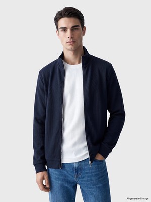 Lc Waikiki Yeni Sezon Lacivert Dik Yaka Erkek Fermuarlı Sweatshirt