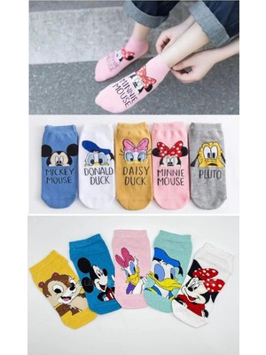Uzn Socks 5’li Çocuk Karakterli Soket Çorap Renkli Desenli Günlük Çorap Seti
